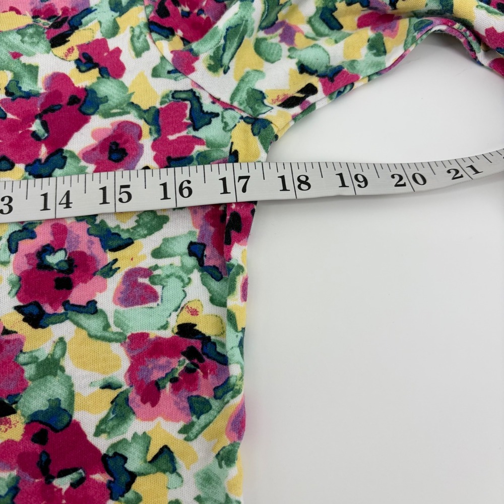 Karen Scott Womens Multicolor Floral Print 3/4 Sleeve Henley Top Size Petite S - Picture 5 of 6